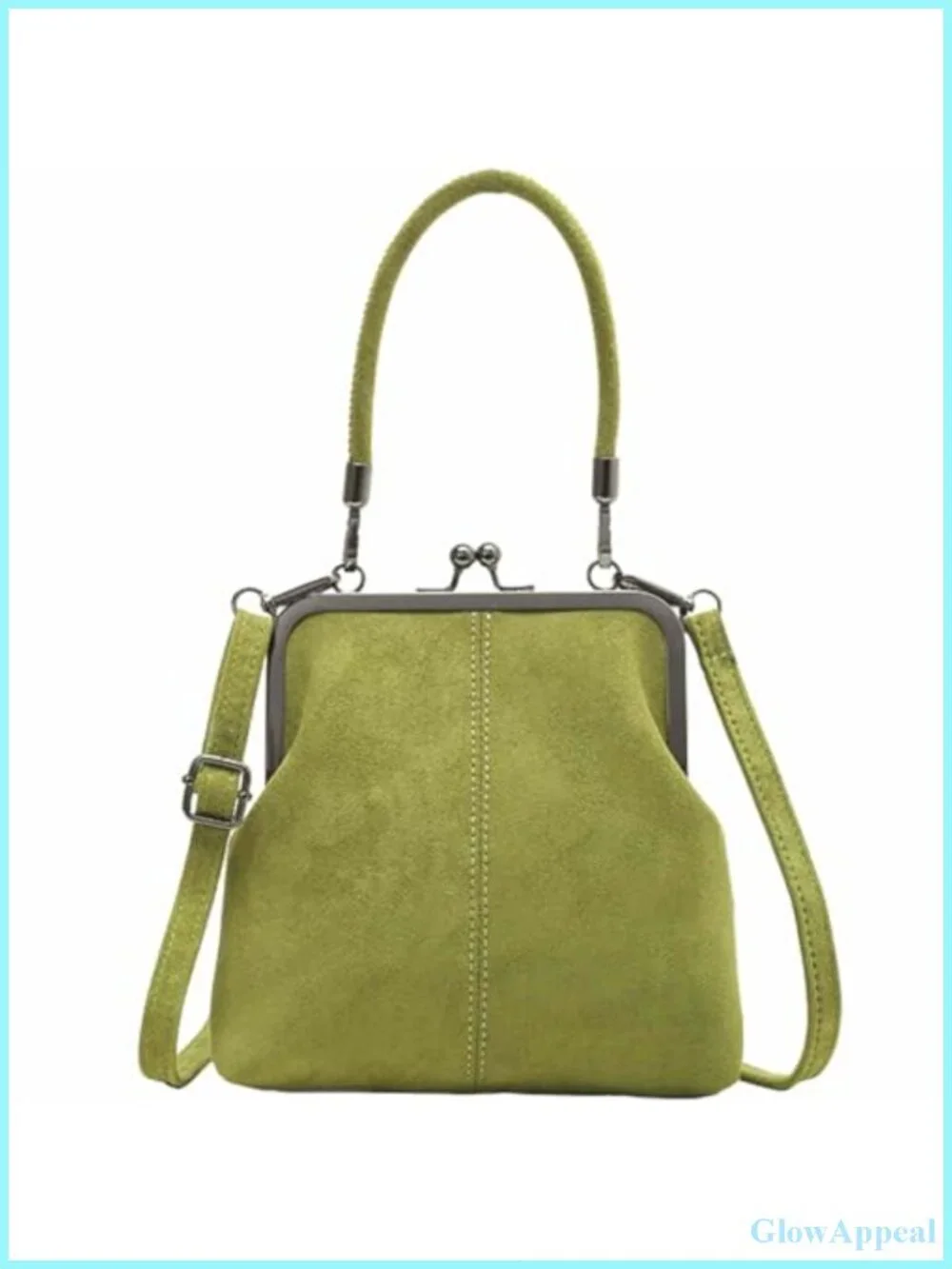 Women's Denim Crossbody Tote Bag with Kiss Lock Closure, Mini Handbag